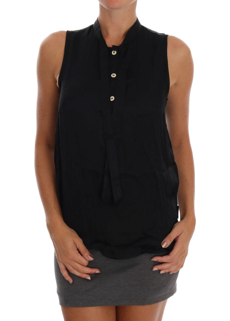 Chemisier sans manches noir en viscose Versace Jeans