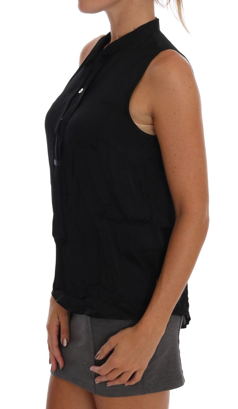 Chemisier sans manches noir en viscose Versace Jeans