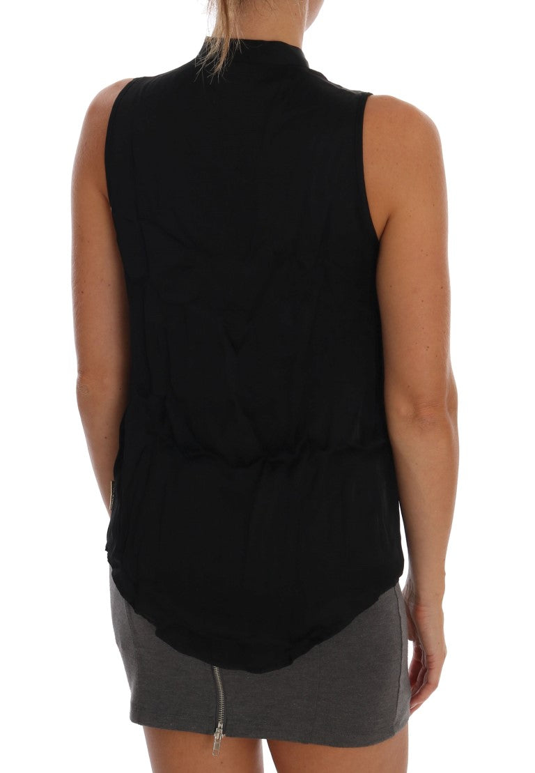 Chemisier sans manches noir en viscose Versace Jeans