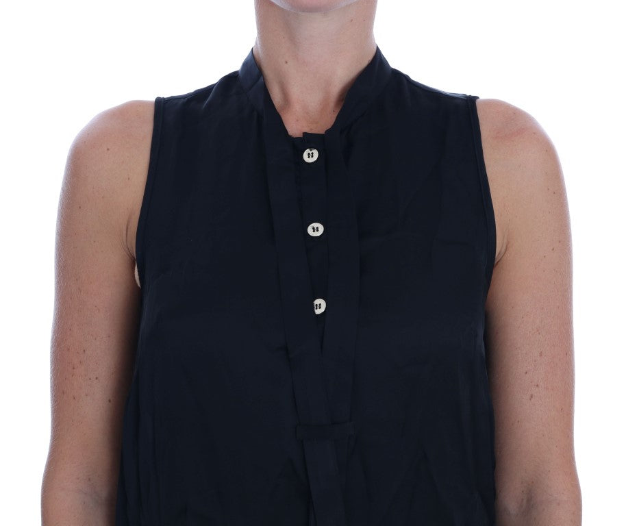 Chemisier sans manches noir en viscose Versace Jeans