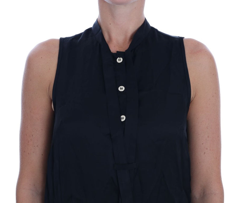 Chemisier sans manches noir en viscose Versace Jeans