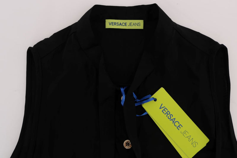 Chemisier sans manches noir en viscose Versace Jeans