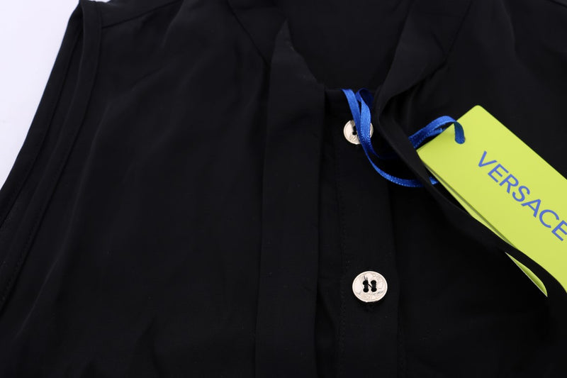 Chemisier sans manches noir en viscose Versace Jeans