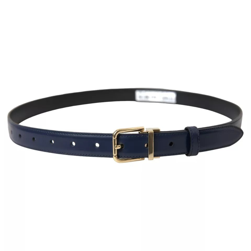 Ceinture Dolce & Gabbana en cuir bleu avec boucle en métal doré pour homme