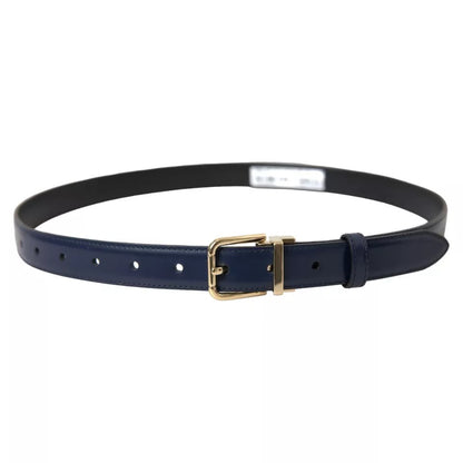 Ceinture Dolce & Gabbana en cuir bleu avec boucle en métal doré pour homme
