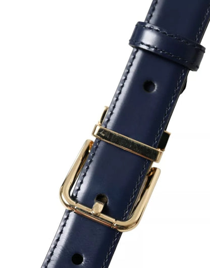 Ceinture Dolce & Gabbana en cuir bleu avec boucle en métal doré pour homme