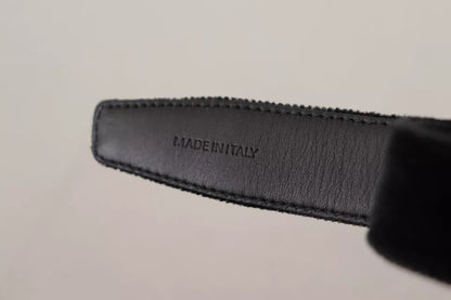 Dolce & Gabbana Zwarte Fluwelen Zilverkleurige Metalen Logo Gesp Riem