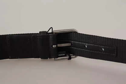 Ceinture Dolce & Gabbana à boucle argentée et logo imprimé bleu et noir