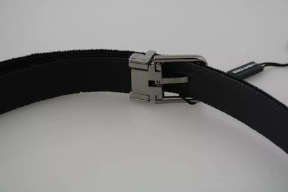 Dolce & Gabbana zwarte fluwelen leren riem met zilveren gesp