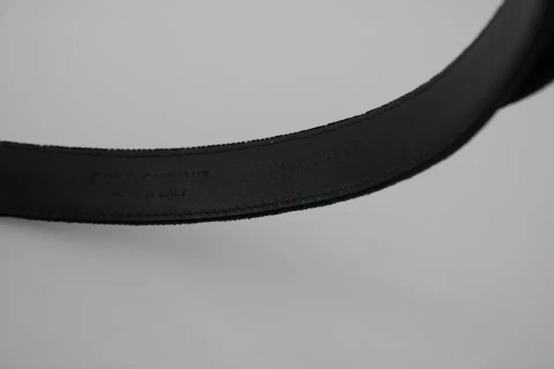 Dolce & Gabbana Ceinture en Cuir Velours Noir avec Boucle Argentée