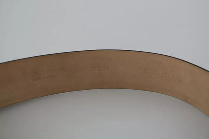 Dolce & Gabbana Zwarte Glanzende Leren Riem met Kristallen Logo Gesp