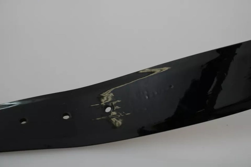 Ceinture Dolce & Gabbana en Cuir Noir avec Boucle Logo en Cristal