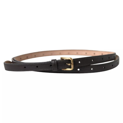 Dolce & Gabbana donkerbruine leren damesriem met gouden metalen gesp
