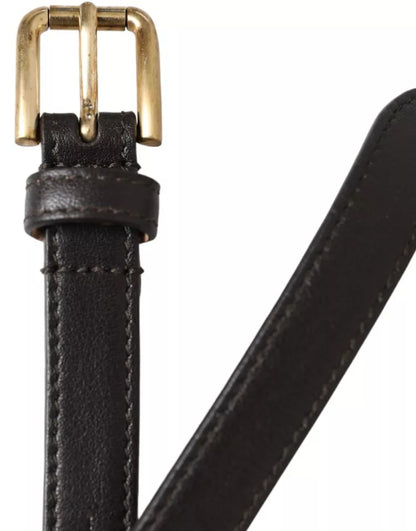Dolce & Gabbana donkerbruine leren damesriem met gouden metalen gesp
