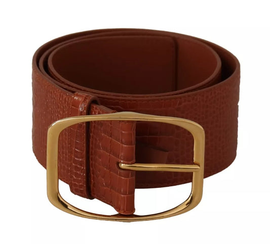 Dolce & Gabbana Bruine Brede Taille Ontwerp Leren Gouden Metalen Gesp Riem
