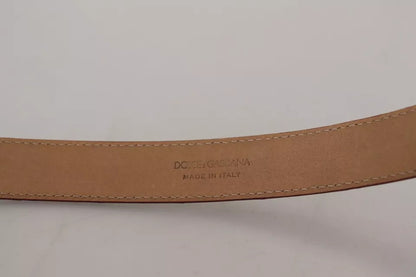 Dolce & Gabbana Bruine Leren Riem met Gouden Gegraveerde Metalen Gesp