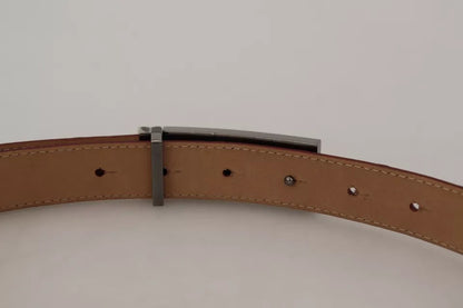 Dolce & Gabbana Bruine Leren Riem met Gouden Gegraveerde Metalen Gesp