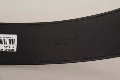 Dolce & Gabbana donkerbruine leren riem met metalen gesp en gegraveerd logo