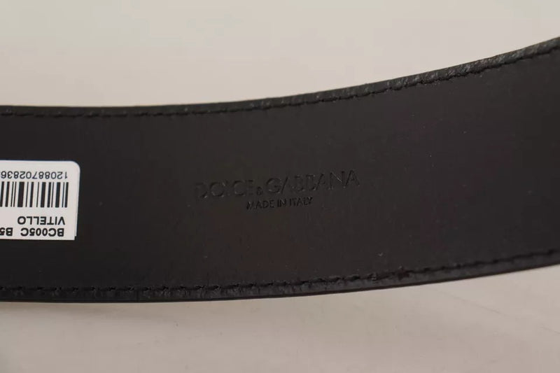 Ceinture Dolce &amp; Gabbana en cuir marron foncé avec boucle en métal gravée du logo