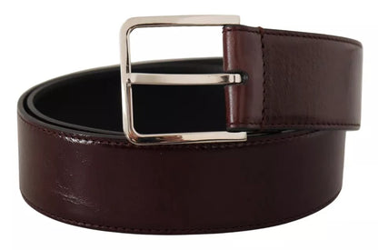 Dolce & Gabbana donkerbruine leren riem met metalen gesp en gegraveerd logo