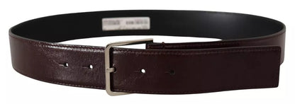 Dolce & Gabbana donkerbruine leren riem met metalen gesp en gegraveerd logo