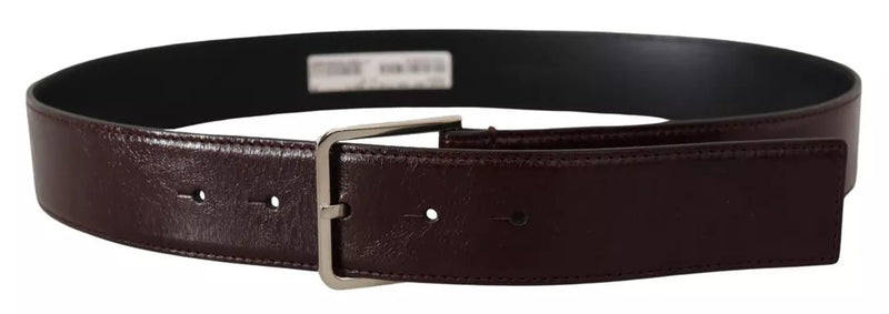 Ceinture Dolce &amp; Gabbana en cuir marron foncé avec boucle en métal gravée du logo