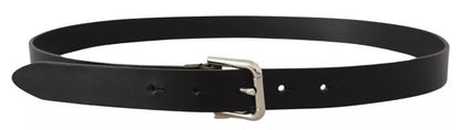 Dolce & Gabbana Zwarte Leren Zilveren Metalen Gesp Klassieke Riem