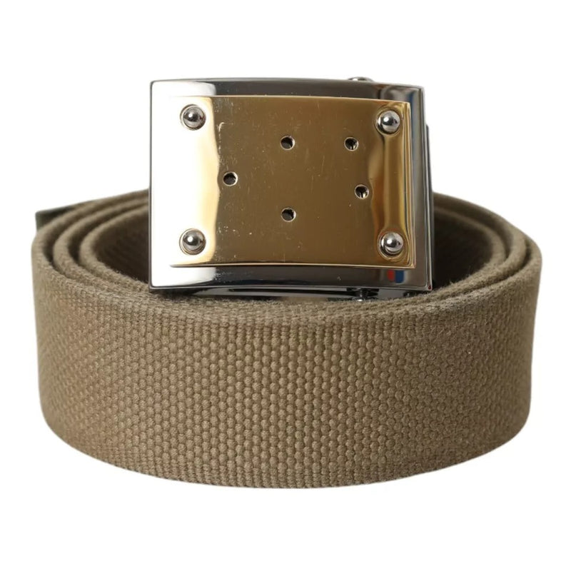 Ceinture pour homme Dolce &amp; Gabbana en toile marron avec boucle carrée en métal