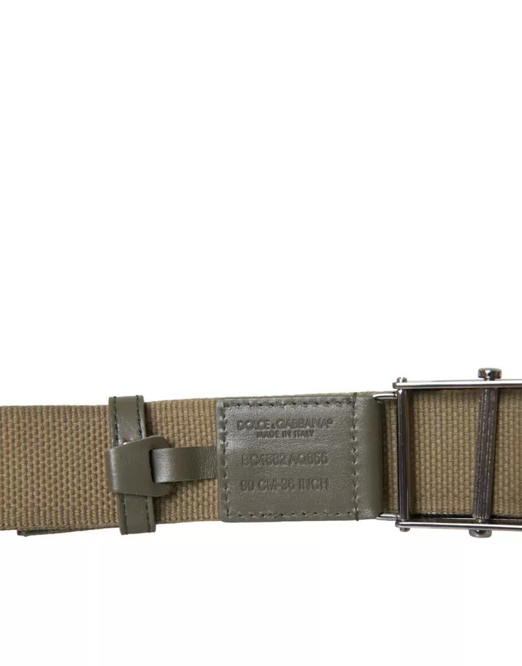 Ceinture pour homme Dolce &amp; Gabbana en toile marron avec boucle carrée en métal