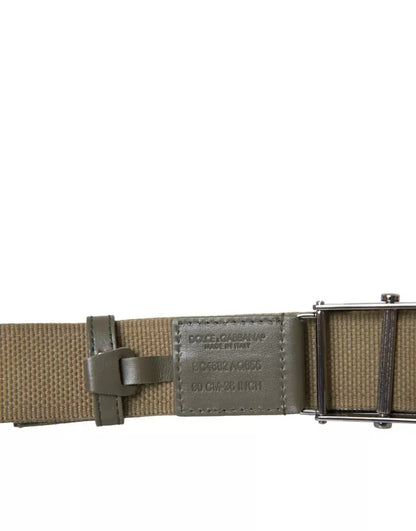 Ceinture pour homme Dolce & Gabbana en toile marron avec boucle carrée en métal