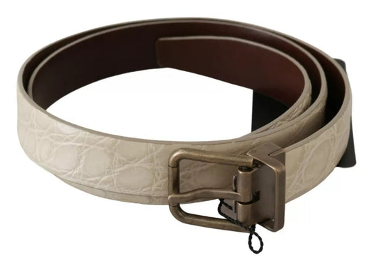 Dolce & Gabbana crèmekleurige leren riem met gouden gesp