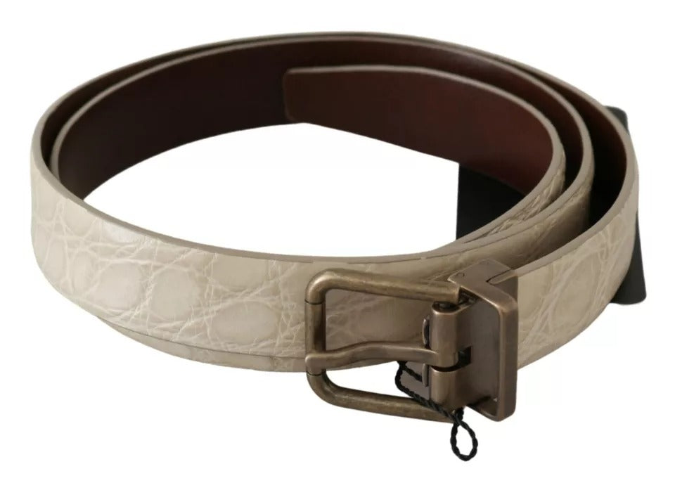 Dolce &amp; Gabbana crèmekleurige leren riem met gouden gesp