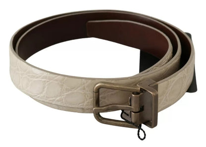 Dolce &amp; Gabbana crèmekleurige leren riem met gouden gesp