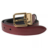 Ceinture Dolce &amp; Gabbana en cuir marron avec boucle en métal doré pour homme