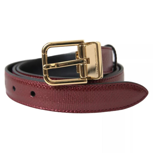 Dolce & Gabbana Maroon Leather Gold Metal Buckle Herenriem
