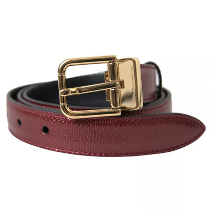 Dolce & Gabbana Maroon Leather Gold Metal Buckle Herenriem