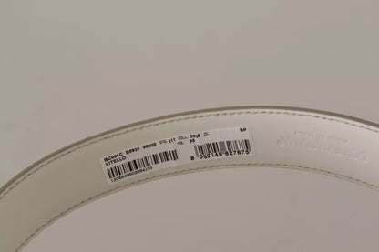 Dolce & Gabbana witte leren riem met gouden logo en metalen gesp