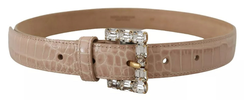 Ceinture Femme Dolce & Gabbana en Cuir Beige avec Boucle en Cristal