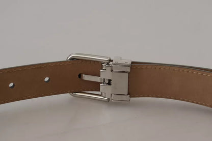 Dolce & Gabbana Zilveren Leren Metalen Gesp Riem