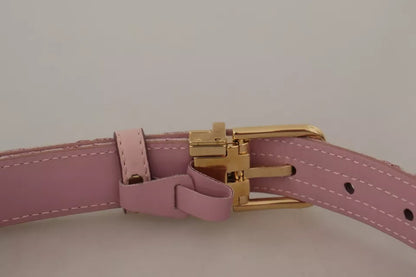 Ceinture Dolce & Gabbana à boucle en métal doré brodée en jacquard rose