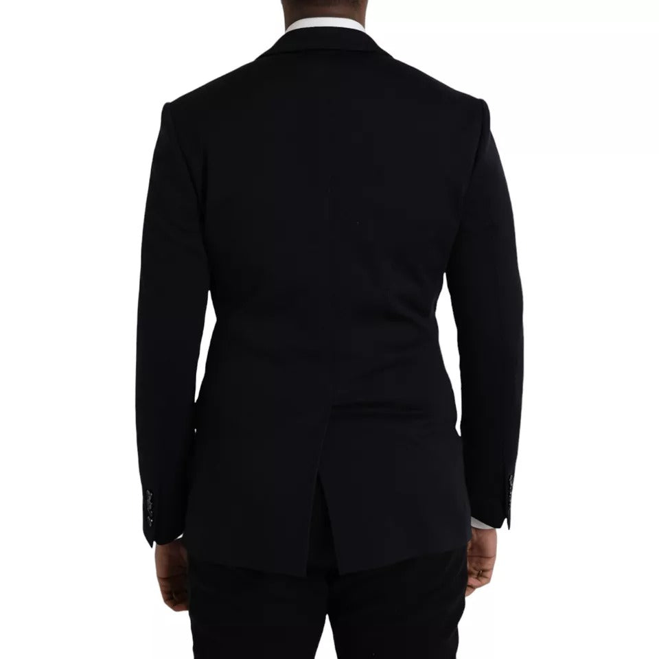 Dolce &amp; Gabbana, blazer bleu en laine à revers, à simple boutonnage.