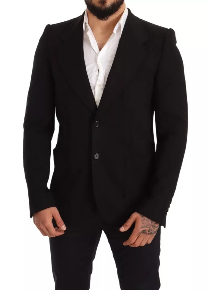 Dolce &amp; Gabbana, veste blazer en laine noire, coupe ajustée.