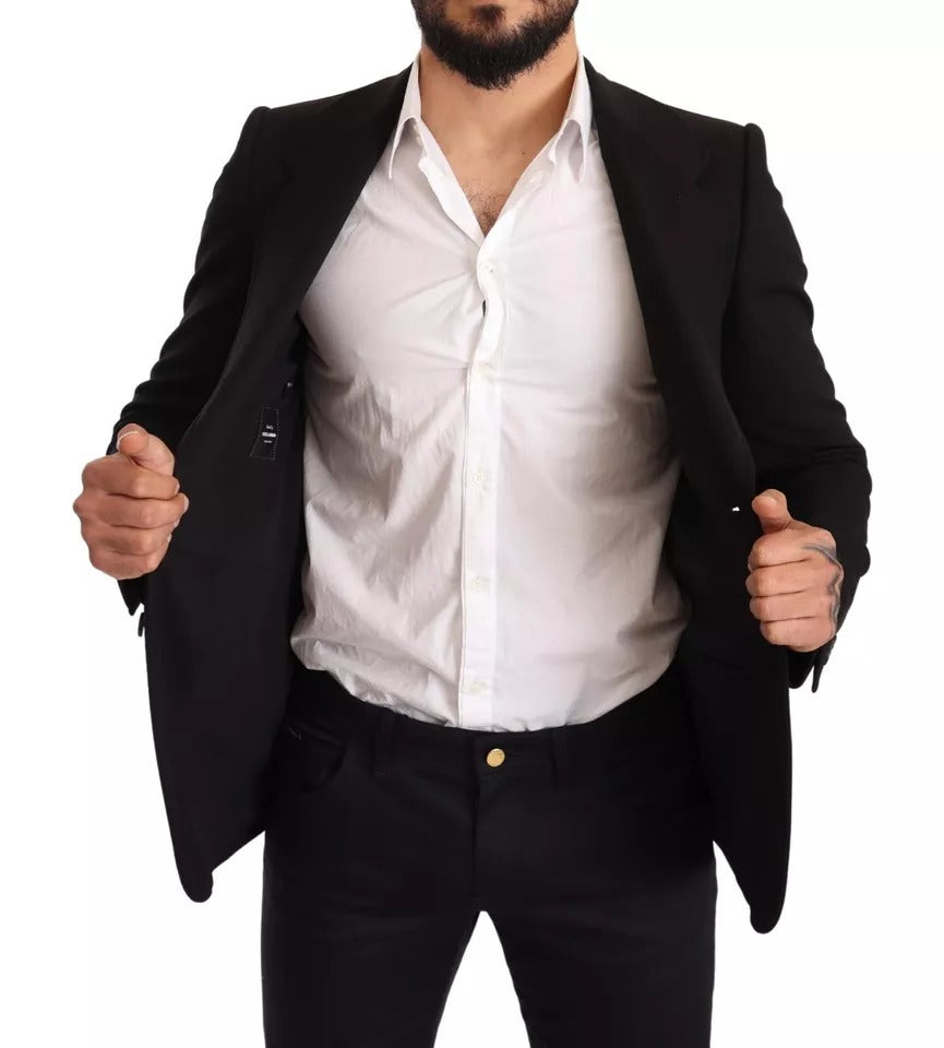 Dolce &amp; Gabbana, veste blazer en laine noire, coupe ajustée.