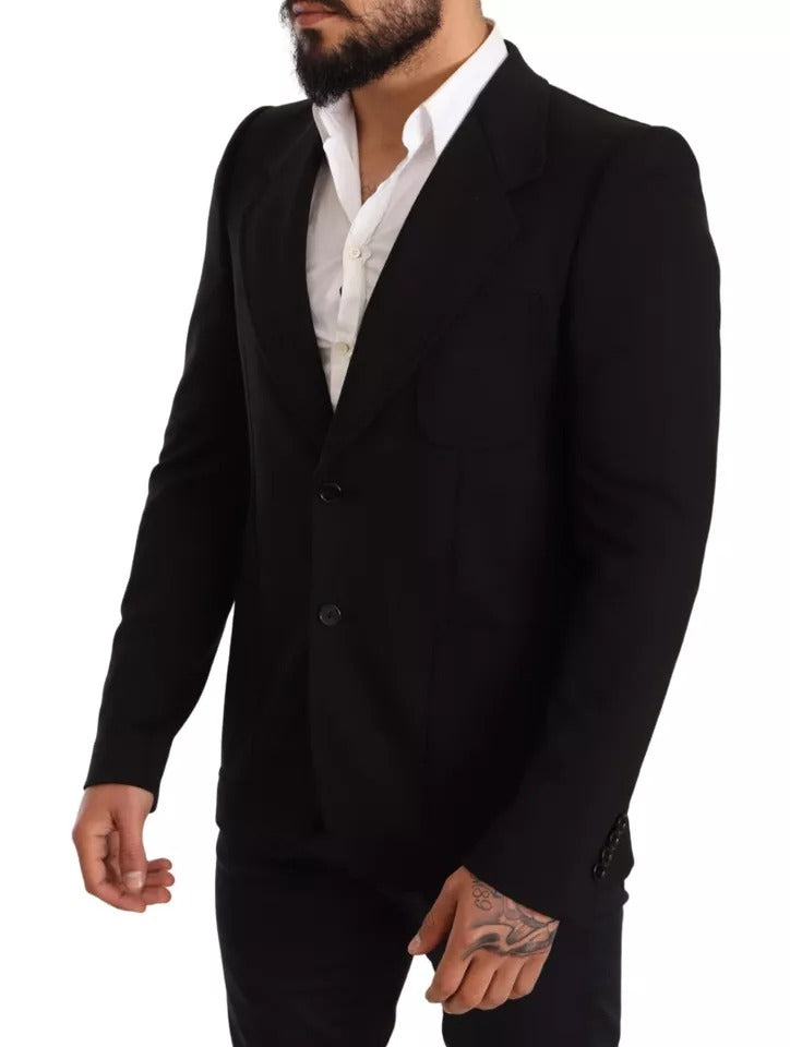Dolce &amp; Gabbana, veste blazer en laine noire, coupe ajustée.