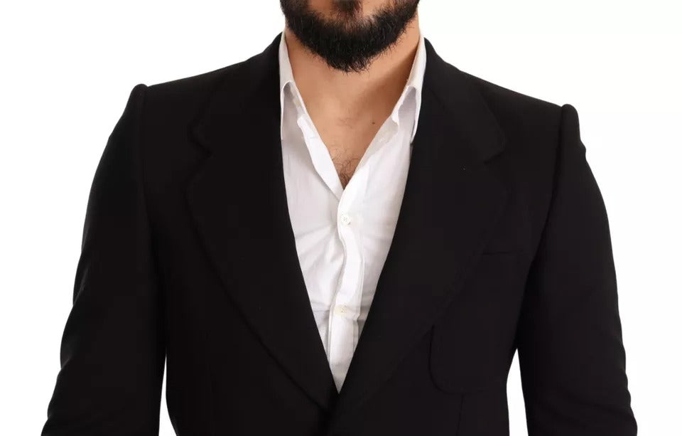 Dolce &amp; Gabbana, veste blazer en laine noire, coupe ajustée.