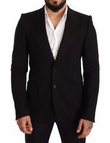 Dolce &amp; Gabbana, veste blazer en laine noire, coupe ajustée.