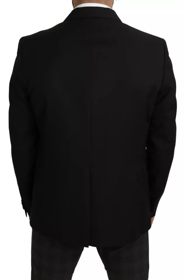 Dolce &amp; Gabbana Blazer en laine noire, coupe ajustée, col à revers