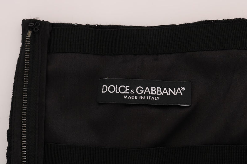 Jupe trapèze en dentelle noire à découpes florales Dolce &amp; Gabbana