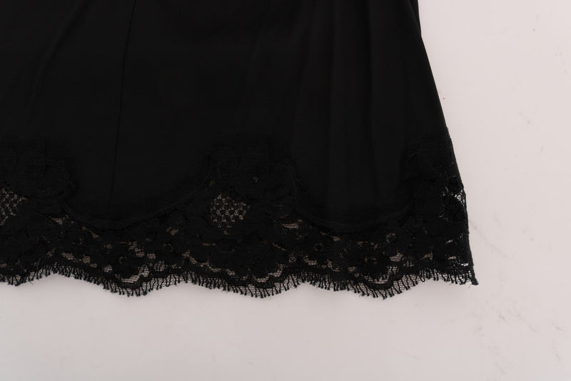 Jupe trapèze en dentelle noire à découpes florales Dolce &amp; Gabbana