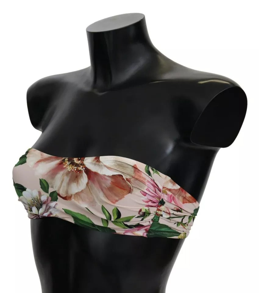 Dolce & Gabbana Pink Floral Print Bikini Top